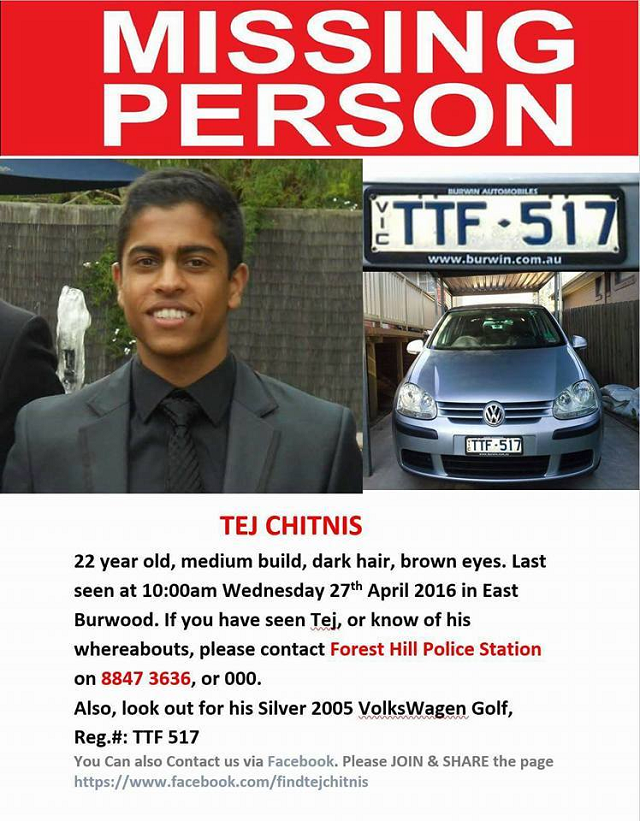 Missing Tej Chitnis