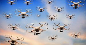 A lot of flying drones Registered Drones