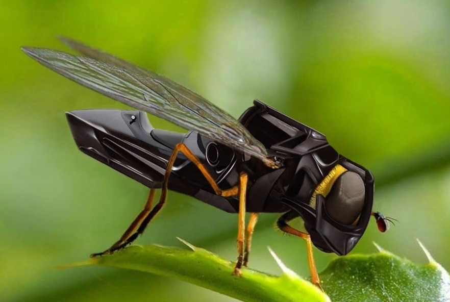 A Bee Robot on Top of a Leaf Robotic Bee