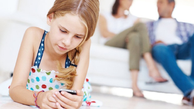 A girl being obsessed with mobile phone Parental Control