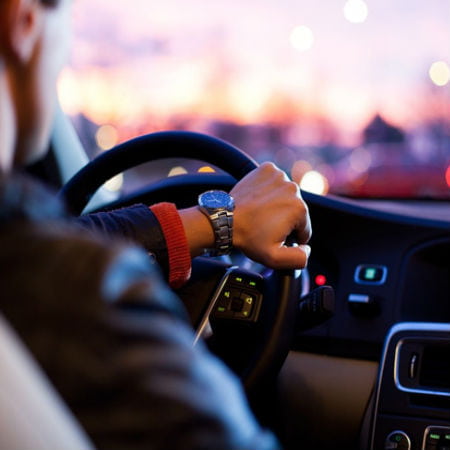 family driving in car