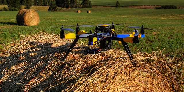 A drone on a hay Start-Ups Using GPS Drones