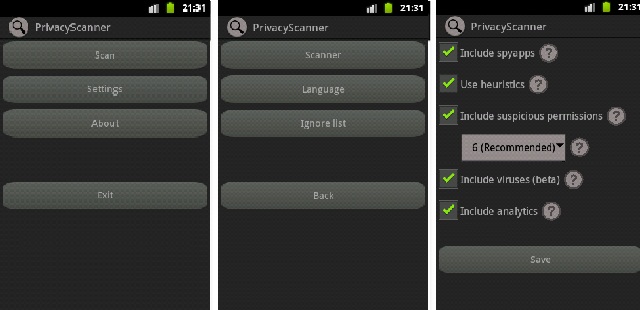 An app that can determine a tracked smartphone Privacy Scanner