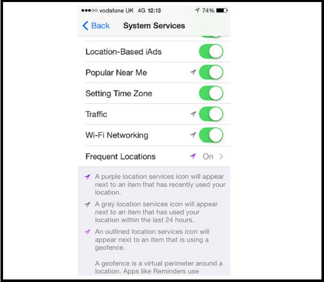 A program in an iphone System Services