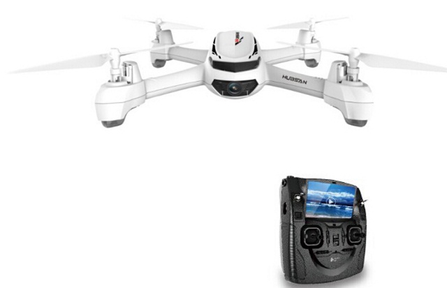 A quadcopter drone with controller Hubsan X4 H502S