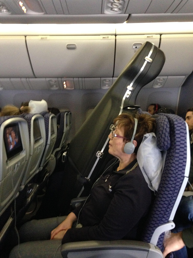 She is travelling with her instrument Traveling with Instruments