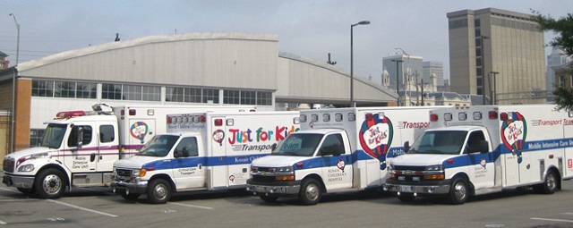 Ambulance parked outside a hospital Hospital Ambulance