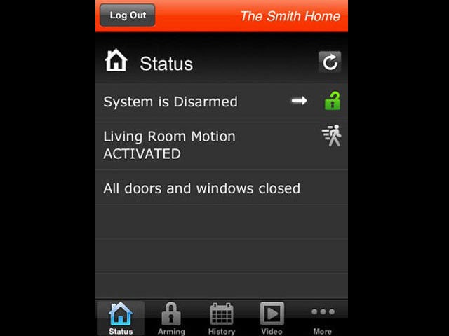 Application that gives house alarms Alarm.com