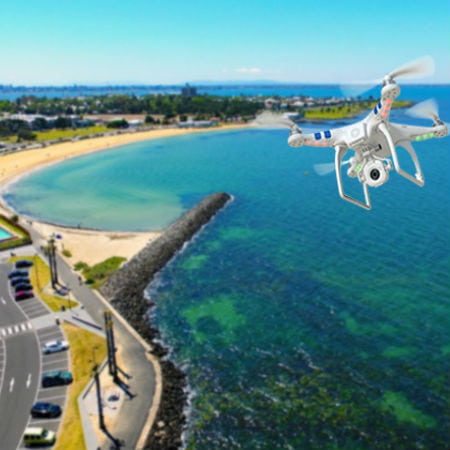 Drone Flying Over Beach