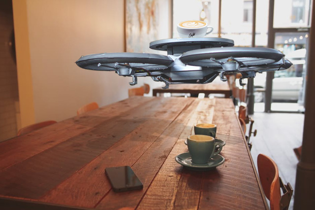 Drone Waiters in a Cafe